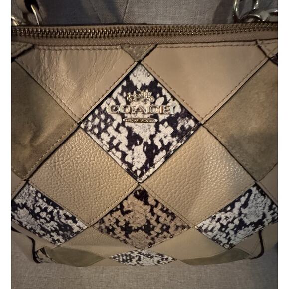 Coach F57510 Snake Patchwork Ava Tote in Beechwood Beige/Gold Hardware - Picture 2 of 15